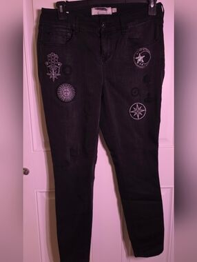 torrid Black Skinny Jeans with Embroidered Celestial Patches